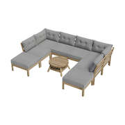9PCS Outdoor Sofa Set Lounge Setting Table Chair - Grey