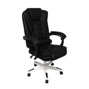 PU Leather Executive Racer Recliner Office Chair Black without footrest