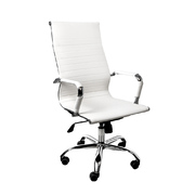 2PCS Office Chair PU Mat Seat Back Computer White