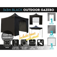 Outdoor Gazebo 3 x 3m Black 