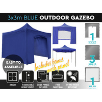  Blue Outdoor Gazebo 3 x 3m