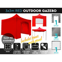 Red Outdoor Gazebo 3 x 3m