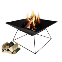 Black Iron Square Fire Pit 54 x 54 x 29.5cm