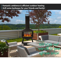 Black Iron Chimnea Fire Pit 69 x 45 x 156cm