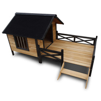 Extra Large Pet Dog Kennel Timber Deck House Wooden Cabin With Porch Deck Patio
