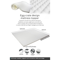 Egg Crate Topper Single 190 x 90 x5cm
