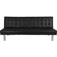 Jeda Black Leather 3 Seater Sofa Bed