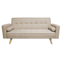 Moda Linen Look 3 Seater Sofa Bed Beige