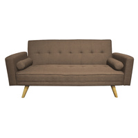 Moda Linen Look 3 Seater Sofa Bed Brown