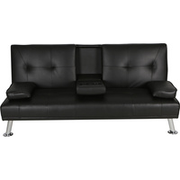 Hela Linen Look 3 Seater Sofa Bed Light Black