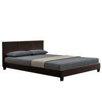 Queen Size Kaapo Fabric Bed Frame Brown 203 x 153 x 89cm