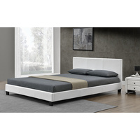 Queen Size Kaapo White Fabric Bed Frame 203 x 153 x 89cm
