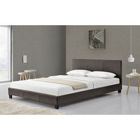 Queen Size Kaapo Fabric Bed Frame Espresso Melange Fabric 203 x 153 x 89cm
