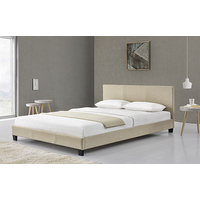 Queen Size Kaapo Fabric Bed Frame Sand Melange Fabric 203 x 153 x 89cm