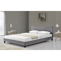 New King Size Kaapo Fabric Bed Frame Grey Melange Fabric 203 x 183 x 89cm