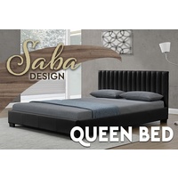 Saba Queen Size Matt PU Leather Bed Black 152 x 203cm