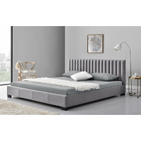 Saba Queen Size Fabric Bed Grey 152 x 203cm