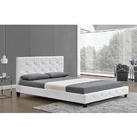 Nadine Queen Size Matt PU Leather Bed White 152 x 203cm