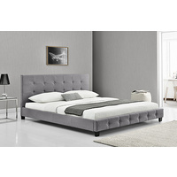 Nadine Queen Size Bed Frame Grey Melange Fabric 203 x 153 x 89cm