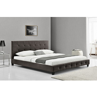 Nadine King Size Bed Frame Espresso Melange Fabric 203 x 183 x 89cm