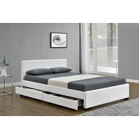 Abbey Queen Size White 4 Drawers Storage Bed 203 x 153 x 89cm