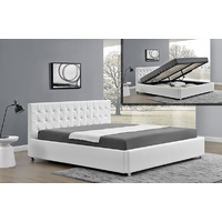 Harlo Queen Size Gas Lift Mat PU Leather White 152 x 203cm
