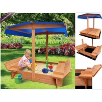 Outdoor Wooden Sand Pit / Toy Box with Canopy. Outdoor 120cm x 120cm x 120cm