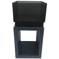 Black Fibre Lite Fire Bowl Square 35 x35 x 72cm 