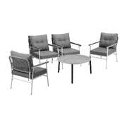 Outdoor Patio Set 5PC 70cm Table Grey and White Armchair