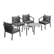 6PCS Outdoor Patio Set Grey 70cm Coffee Table Set Grey Chairs