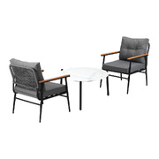 Outdoor Patio Set 70cm Table with 2 Armchairs