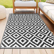 Outdoor Rugs 120x180cm Large Carpet Reversible Area Mat PP Dual-Sided Patio Rug Cross