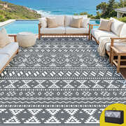 Outdoor Patio Rug 274x366cm Large Reversible Dual-Sided Bohemian Carpet