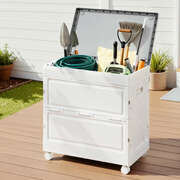 159L Outdoor Storage Box Stackable Cupboard Camping Organizer with Wheels