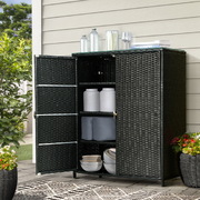 Outdoor Storage Cabinet Box Garage Wicker Shelf Chest Garden Shed Tools