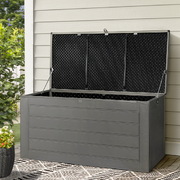 Outdoor Storage Box 680L Container Lockable Garden Bench Tool Shed Black