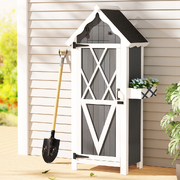 Stylish Outdoor Storage Cabinet with Wooden Shelf
