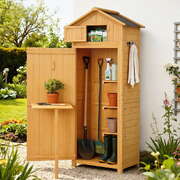  Outdoor Storage Cabinet Cupboard Folding Table Tool Organizer Shed Adjustable