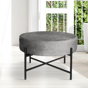 Luxurious Velvet Accent Chair with Round Footstool: Perfect for Dressing Vanity