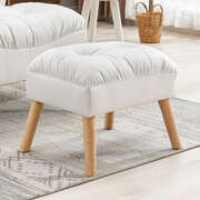 Cream Leather Ottoman Footstool 46x36x40cm