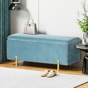 Luxurious Velvet Storage Ottoman: Organize with Style Blue