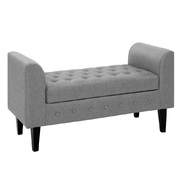 Storage Ottoman Blanket Box Linen Fabric Bed Foot Stool Chest Toy Bench