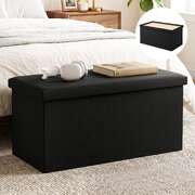 Storage Ottoman Bench Folding Blanket Box Black | EXTG