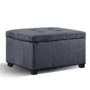 Storage Ottoman Blanket Box Velvet Foot Stool Rest Chest Couch Bench Toy Charcoal
