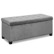 Storage Ottoman Blanket Box Velvet Foot Stool Rest Chest Couch Toy Grey