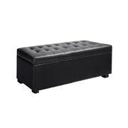  PU Leather Storage Ottoman - Black