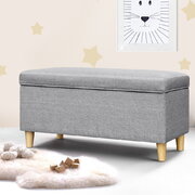 Storage Ottoman Blanket Box Toy Chest Kids Foot Stool Couch Light Grey