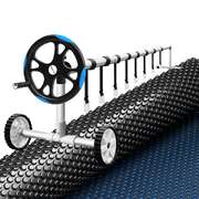 Pool Cover 600 Micron 10x4m w/ Roller 5.55m Black Solar Blanket