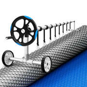 Pool Cover 600 Micron Solar Heat Blanket 8x4.2m w/ 5.55m Roller Blue