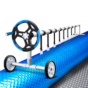 Pool Cover 9.5x5m 400 Micron Silver Swimming Pool Solar Blanket 5.5m Roller